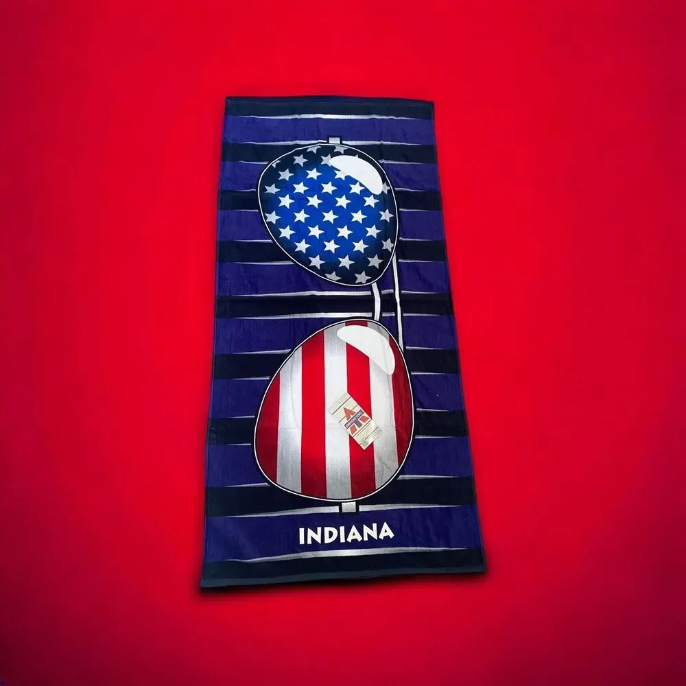 America 250 Beach Towel Indiana USA Flag Sunglasses Patriotic Pool Towel 59”x29”